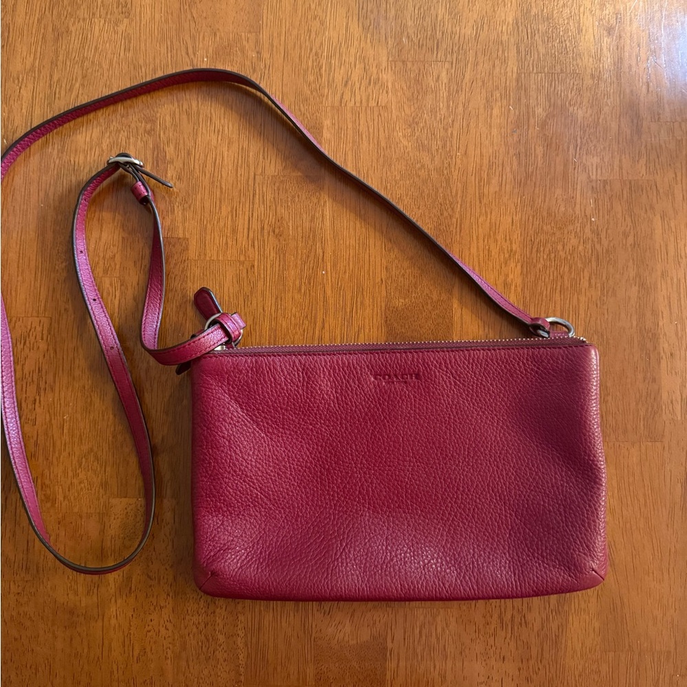 Coach Compact Crossbody Bag in Raspberry Red with COA